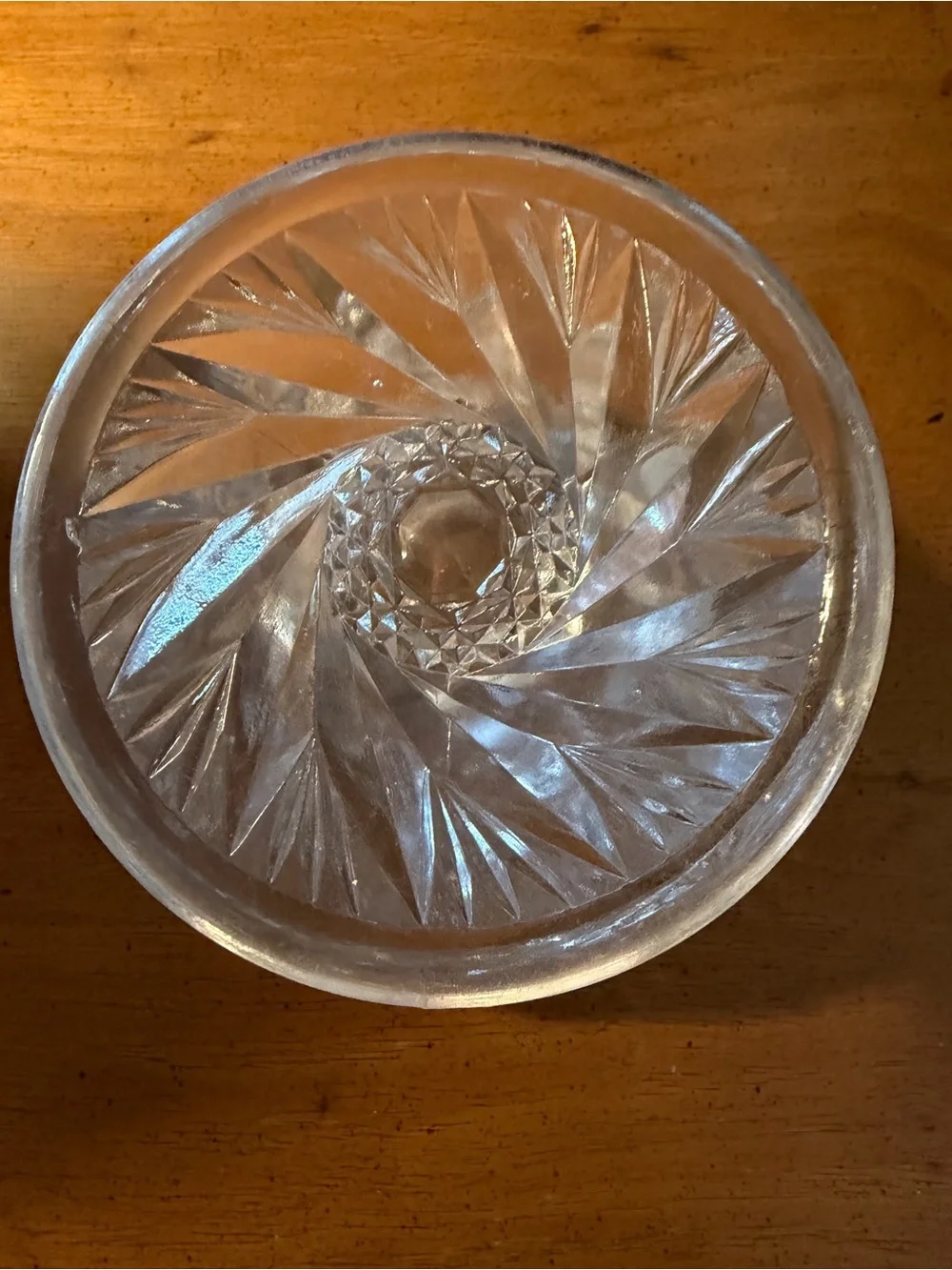 Vintage Imperial Glass Whirling Star Pedestal Compote Bowl EAPG Clear 5